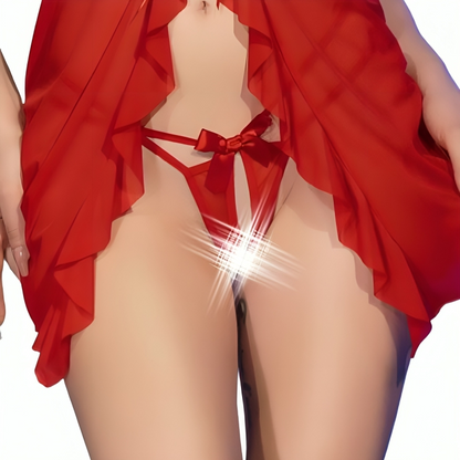 Babydoll e perizoma rosso S/M di Chilirose, immagine 2