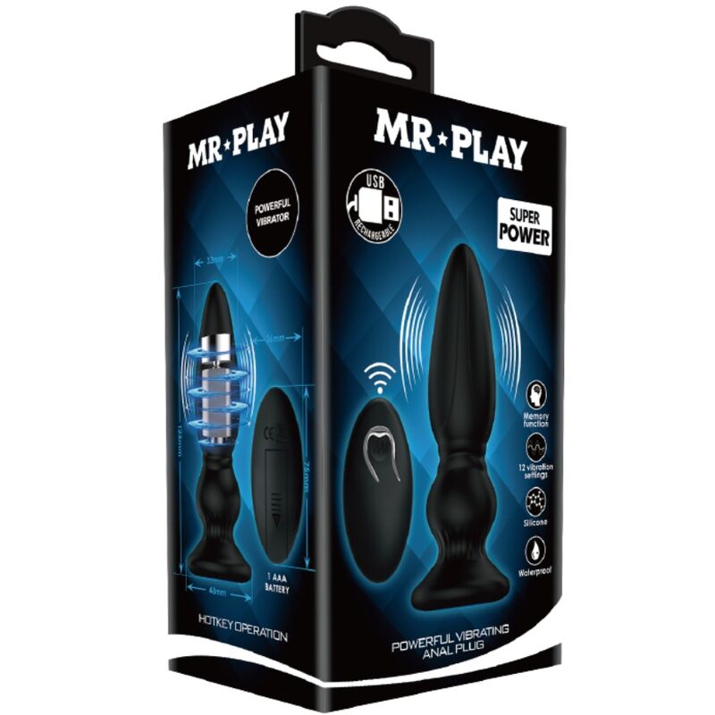 Vibratore Potente telecomando plug anale nero di Mr Play, immagine 9