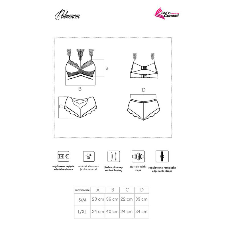 Reggiseno Palmenom e slip nero L/XL di Livco Corsetti Fashion, immagine 7