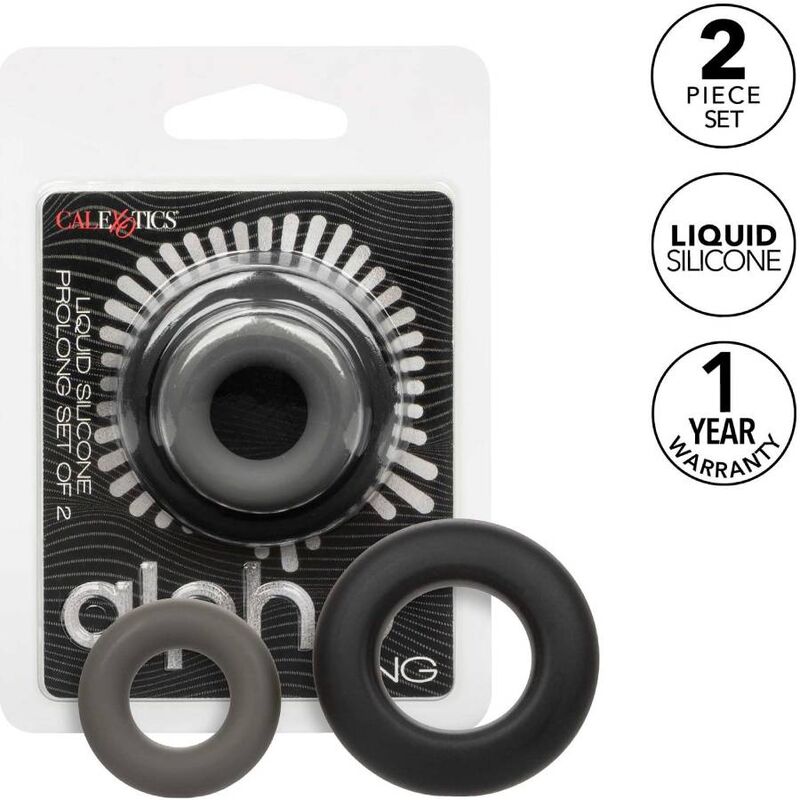 Set di 2 Alpha anelli prolong grigio di Calexotics