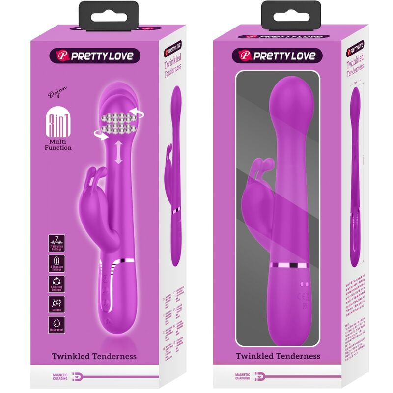 Vibratore Dejon rabbit 3 in 1 viola multifunzione di Pretty Love, immagine 11