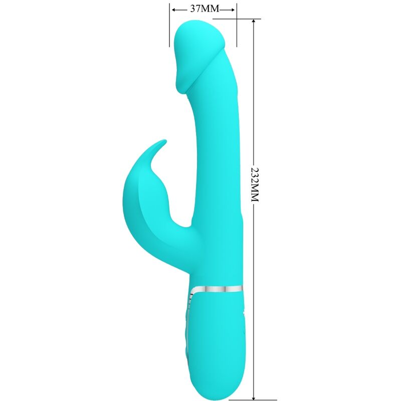 Vibratore Dejon rabbit 3 in 1 multifunzione verde acqua di Pretty Love, immagine 7