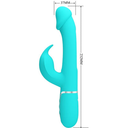 Vibratore Dejon rabbit 3 in 1 multifunzione verde acqua di Pretty Love, immagine 7
