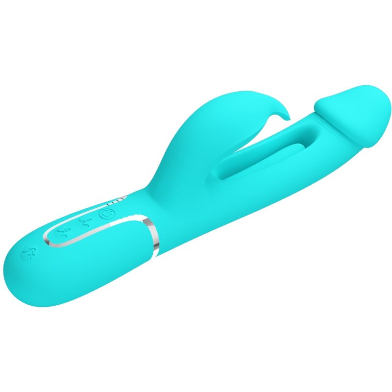 Vibratore Dejon rabbit 3 in 1 multifunzione verde acqua di Pretty Love, immagine 3