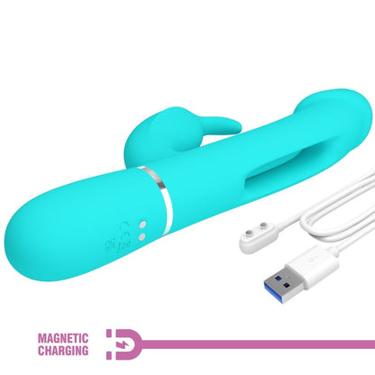 Vibratore Dejon rabbit 3 in 1 multifunzione verde acqua di Pretty Love, immagine 9
