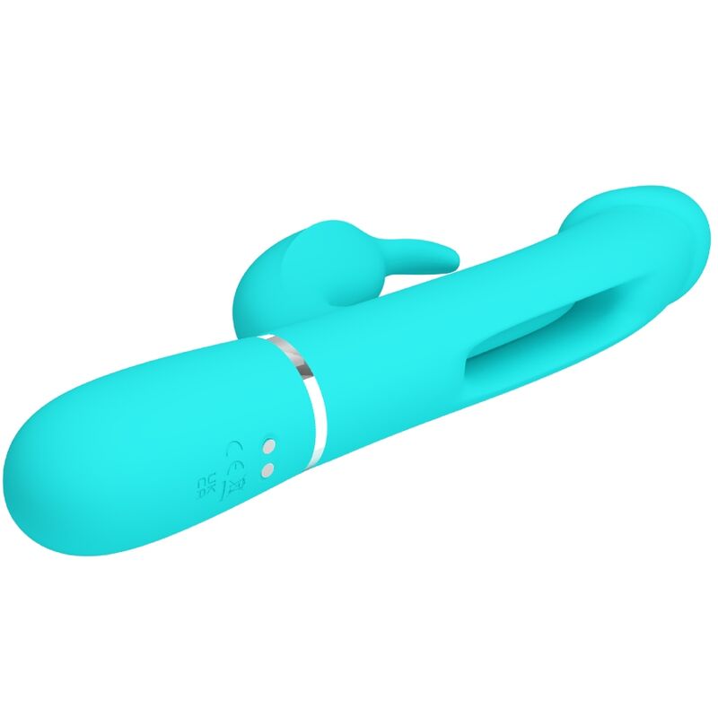 Vibratore Dejon rabbit 3 in 1 multifunzione verde acqua di Pretty Love, immagine 4