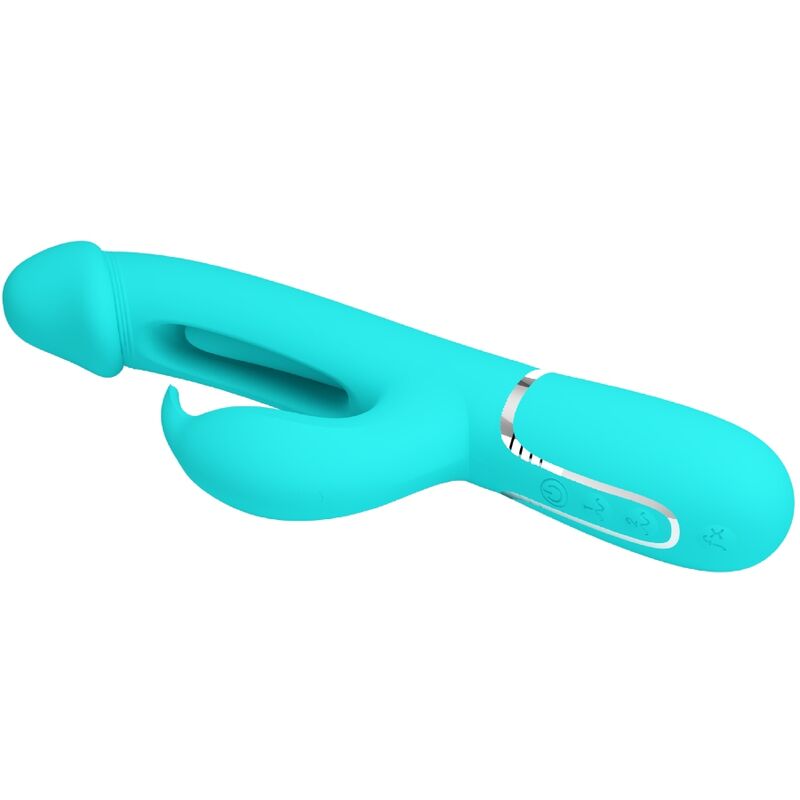 Vibratore Dejon rabbit 3 in 1 multifunzione verde acqua di Pretty Love, immagine 5
