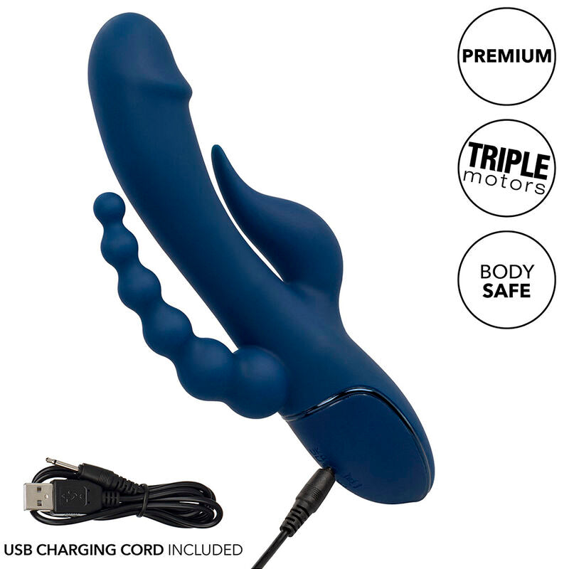 Vibratore triplo orgasmo blu di Calexotics, immagine 10