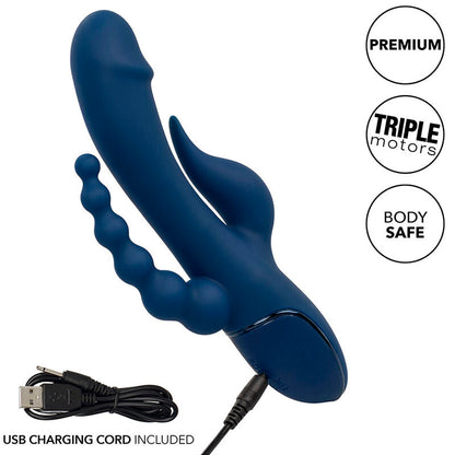 Vibratore triplo orgasmo blu di Calexotics, immagine 10