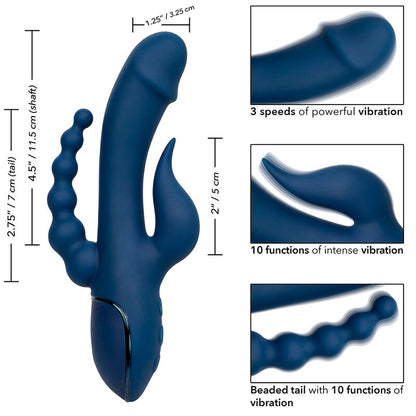 Vibratore triplo orgasmo blu di Calexotics, immagine 9