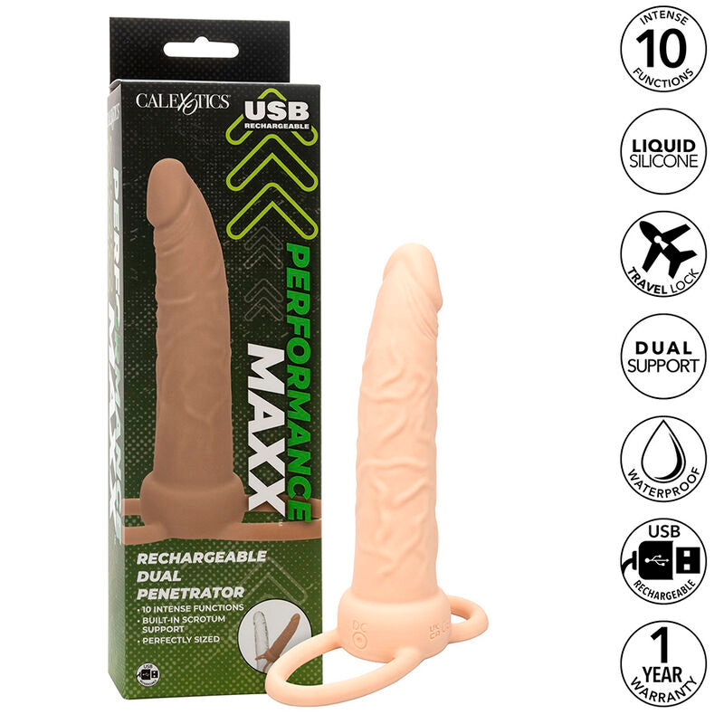 Dildo performance maxx ricaricabile doppio penetratore pelle leggera di Calexotics, immagine 3