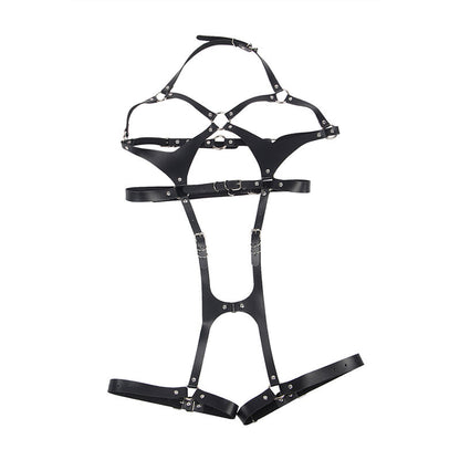 Imbracatura completa con fibbie in pelle nera taglia unica di Subblime, immagine 4
