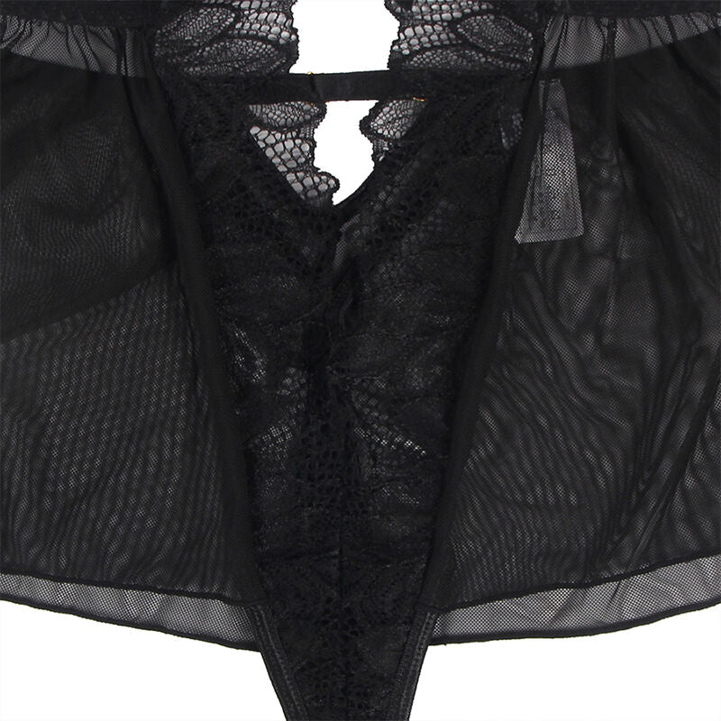 Teddy halter collo schiena nuda pizzo nero S/M di Subblime, immagine 10