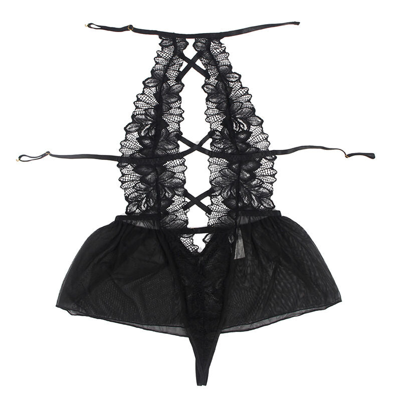 Teddy halter collo schiena nuda pizzo nero S/M di Subblime, immagine 6