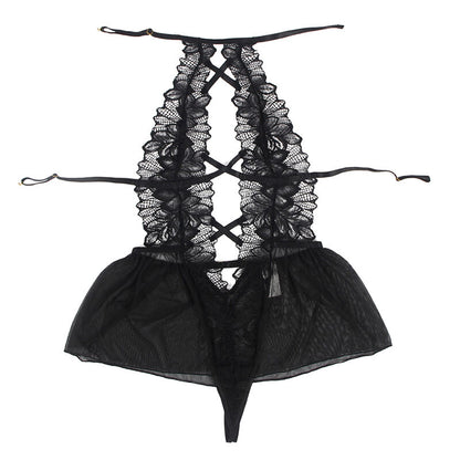 Teddy halter collo schiena nuda pizzo nero S/M di Subblime, immagine 6