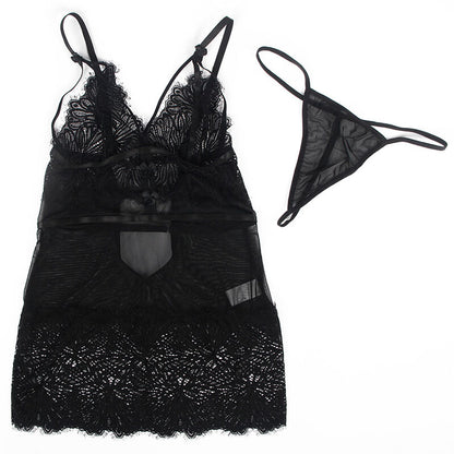 Babydoll con spalline regolabili in pizzo nero S/M di Subblime, immagine 6