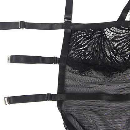 Babydoll con spalline regolabili in pizzo nero S/M di Subblime, immagine 7