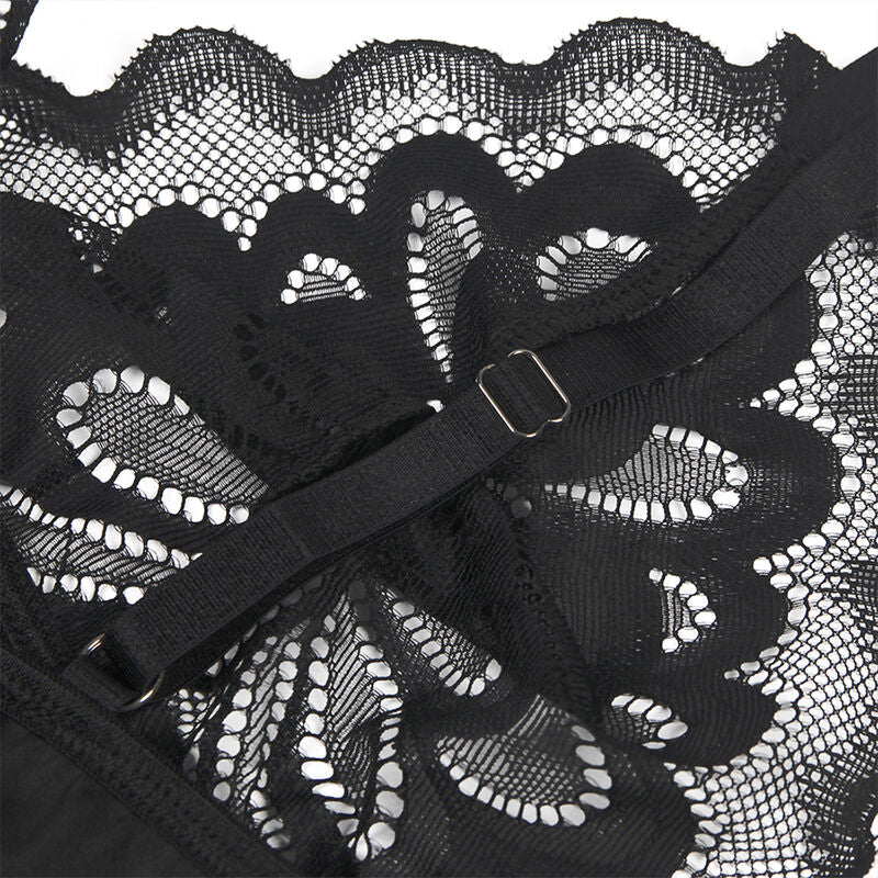 Babydoll con petto stampa floreale nero S/M di Subblime, immagine 12
