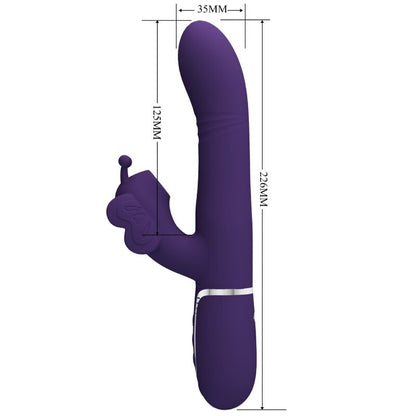 Vibratore multifunzione rabbit 4 in 1 farfalla viola di Pretty Love, immagine 7
