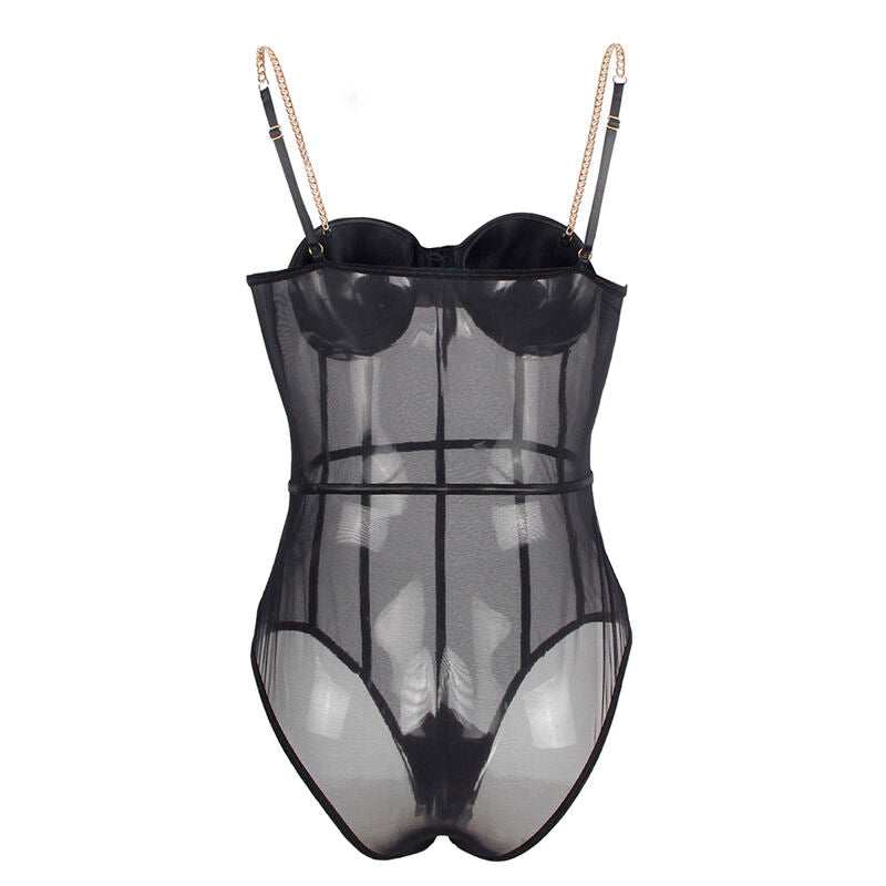Body con bretelle a catena nera S/M di Subblime, immagine 6