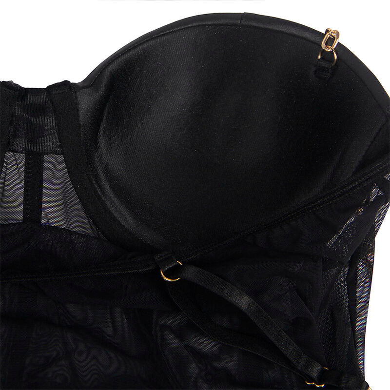 Body con bretelle a catena nera S/M di Subblime, immagine 7