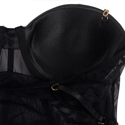 Body con bretelle a catena nera S/M di Subblime, immagine 7