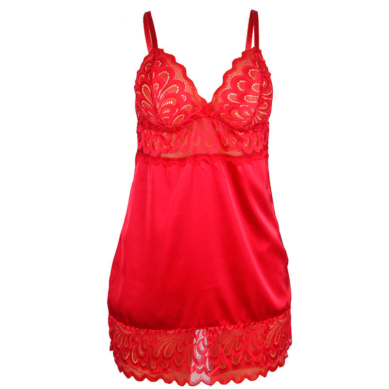 Babydoll in raso con pizzo rosso S/M di Subblime, immagine 4