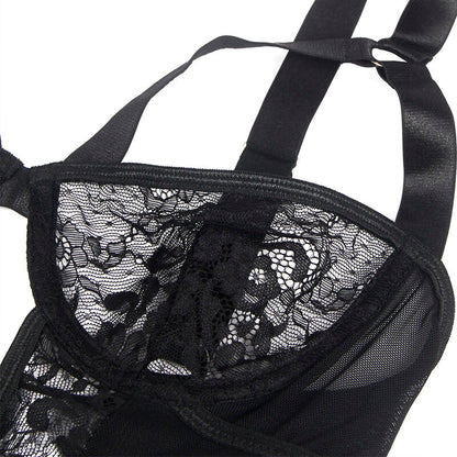 Orsacchiotto con giarrettiera con dettaglio in pizzo e strisce nero L/XL di Subblime, immagine 7