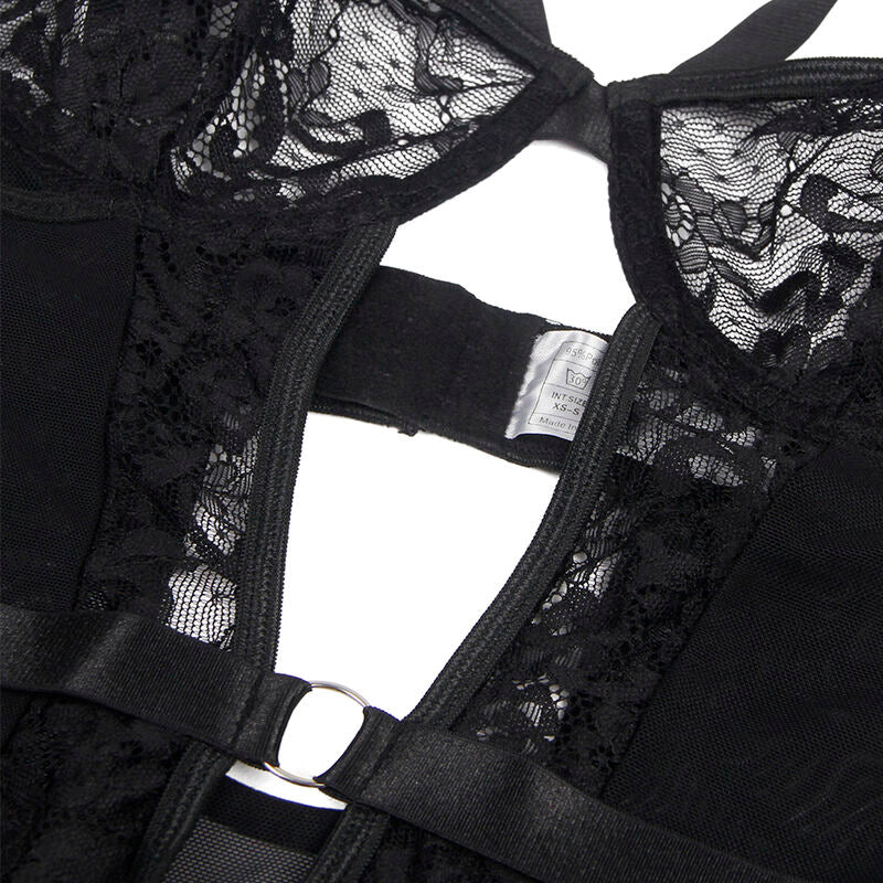 Orsacchiotto con giarrettiera con dettaglio in pizzo e strisce nero L/XL di Subblime, immagine 11