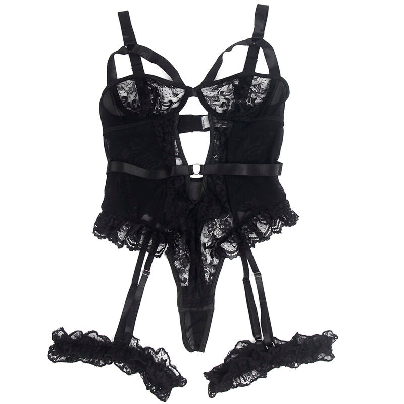 Orsacchiotto con giarrettiera con dettaglio in pizzo e strisce nero L/XL di Subblime, immagine 4