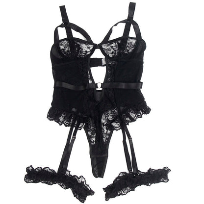 Orsacchiotto con giarrettiera con dettaglio in pizzo e strisce nero L/XL di Subblime, immagine 4
