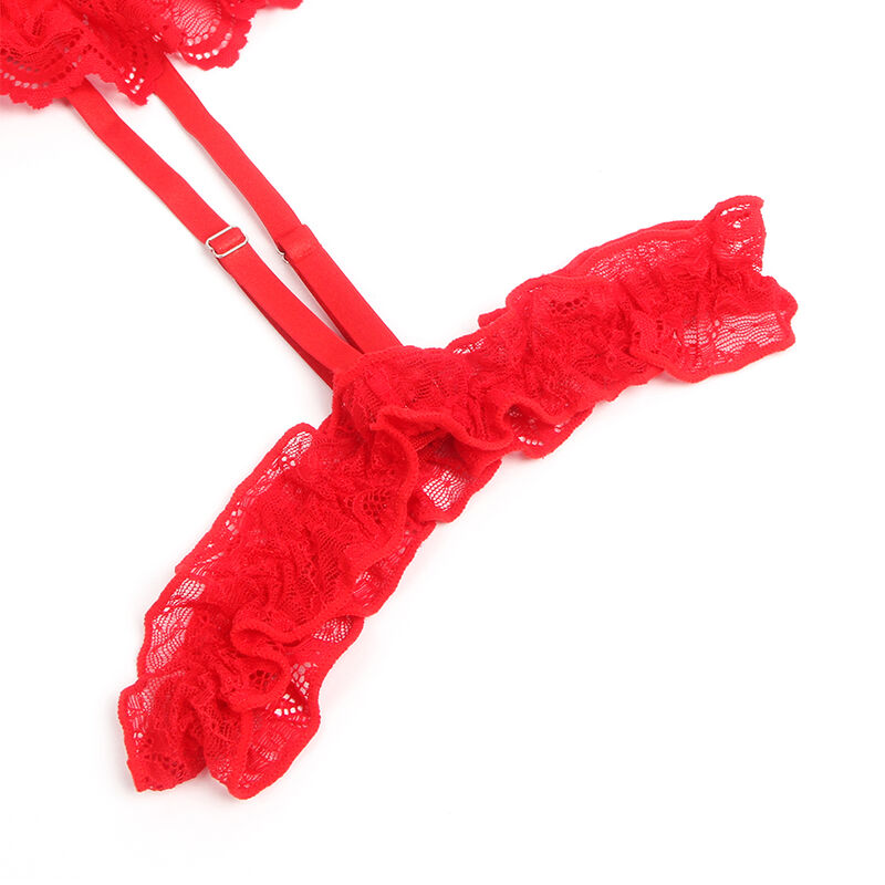 Orsacchiotto con giarrettiera con dettaglio in pizzo e strisce rosse L/XL di Subblime, immagine 9