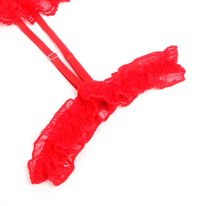 Orsacchiotto con giarrettiera con dettaglio in pizzo e strisce rosse L/XL di Subblime, immagine 9