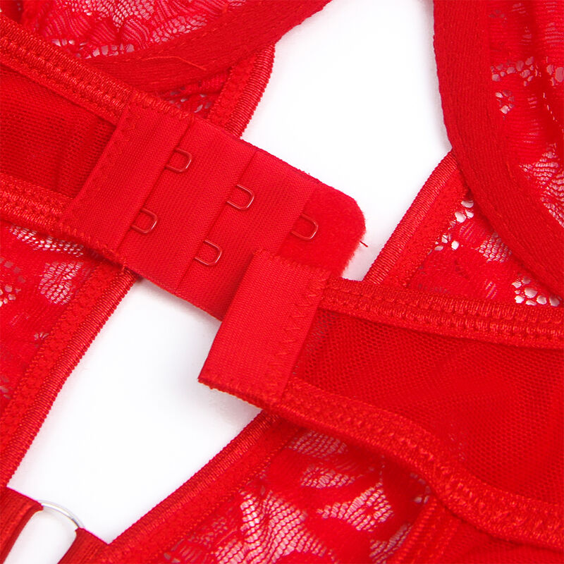 Orsacchiotto con giarrettiera con dettaglio in pizzo e strisce rosse L/XL di Subblime, immagine 8