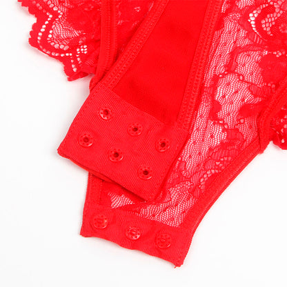 Orsacchiotto con giarrettiera con dettaglio in pizzo e strisce rosse L/XL di Subblime, immagine 11