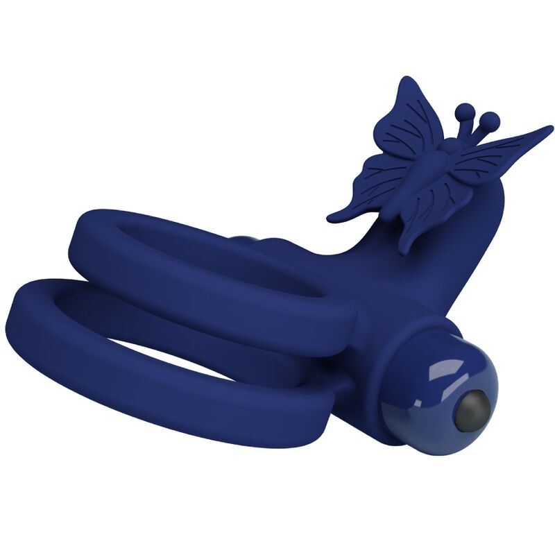 Anello con vibrazione Jamele doppio e stimolatore farfalla blu di Pretty Love, immagine 5