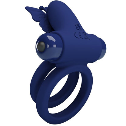 Anello con vibrazione Jamele doppio e stimolatore farfalla blu di Pretty Love, immagine 3