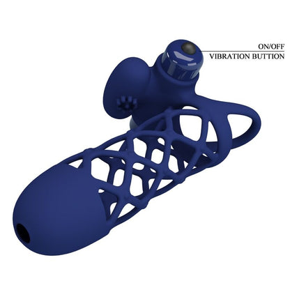 Anello Giann vibratore con guaina in silicone blu di Pretty Love, immagine 5