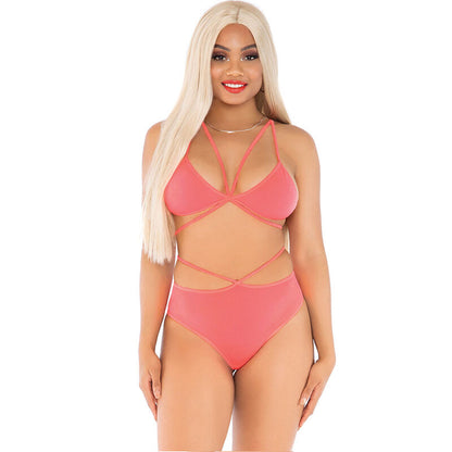Top e slip corallo con spalline di Leg Avenue