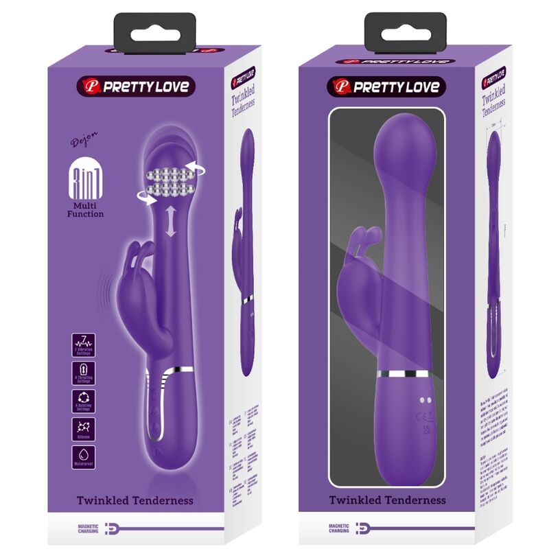 Vibratore rabbit Dejon 3 in 1 multifunzione viola di Pretty Love, immagine 11