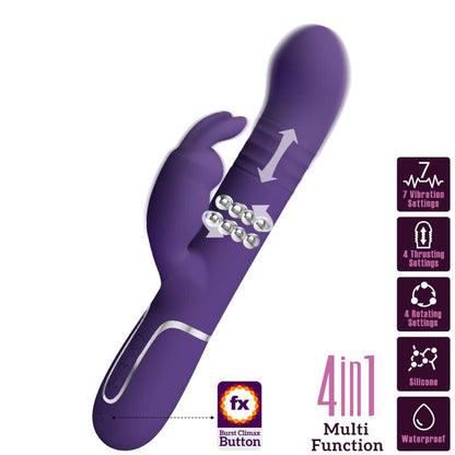 Vibratore Coale coniglio Carbone 4 en 1 viola di Pretty Love, immagine 2