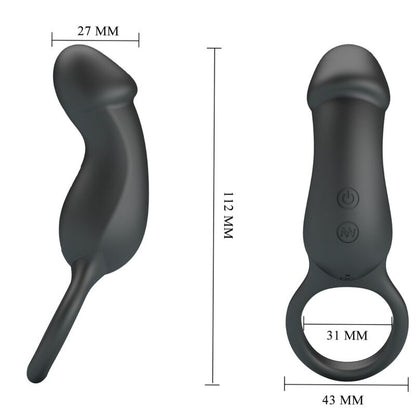 Anello vibrante con stimolatore Trae nero di Pretty Love, immagine 4