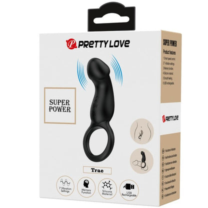 Anello vibrante con stimolatore Trae nero di Pretty Love, immagine 6