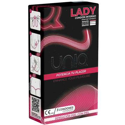 Preservativo femminile Lady Condom senza lattice con cinghia di leggenda 3 unità di UNIQ