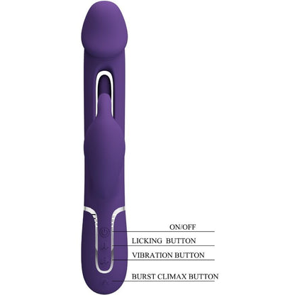 Vibratore multifunzione Kampas rabbit 3 in 1 con lingua viola di Pretty Love, immagine 7