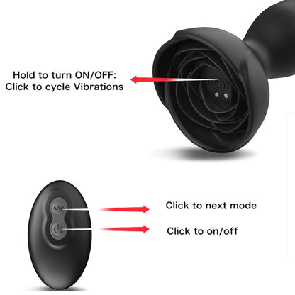 Ovetto vibrante extreme a Bloom vibratore rose e telecomando plug anale nero di Armony, immagine 4