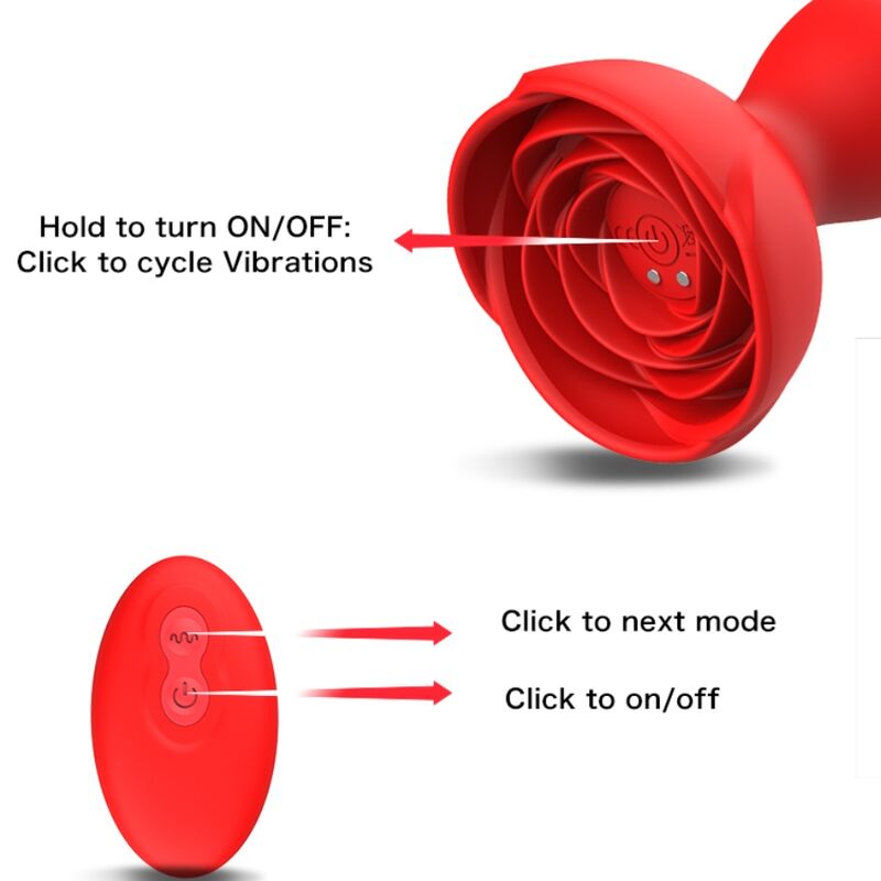 Ovetto vibrante extreme a Bloom vibratore rose e telecomando plug anale rosso di Armony, immagine 4