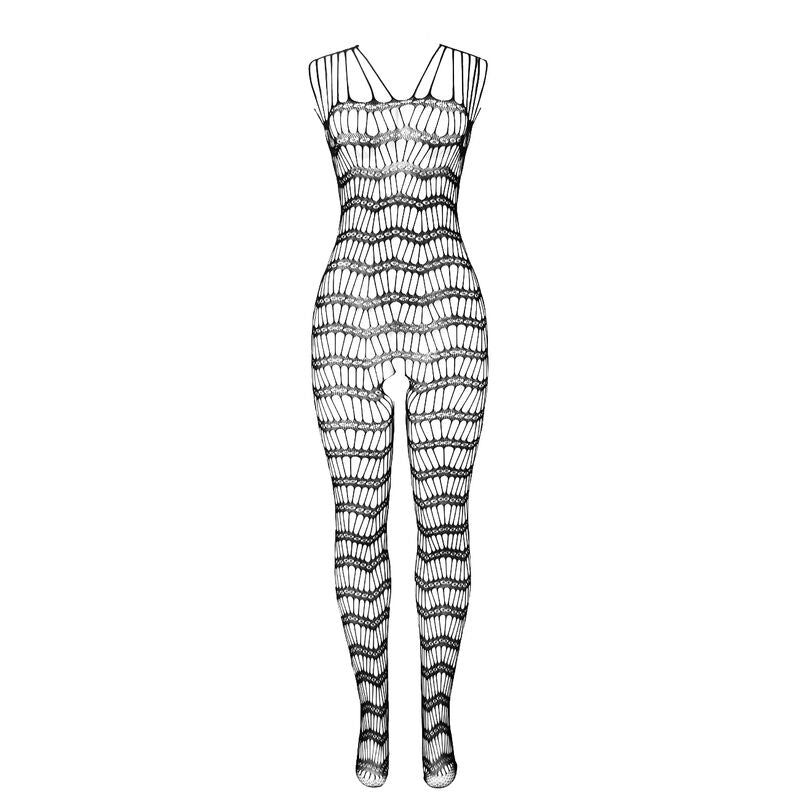 Bodystocking a rete senza cavallo con spalline sulle spalle nero taglia unica di Subblime, immagine 4