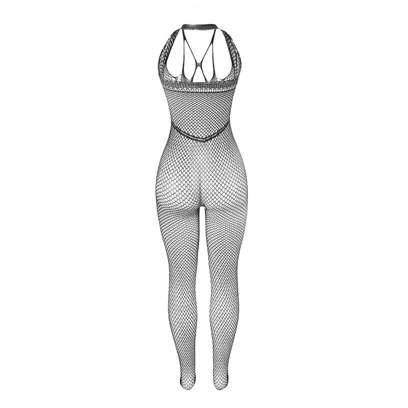 Bodystocking lungo a rete con spalline su petto e schiena nero taglia unica di Subblime, immagine 4