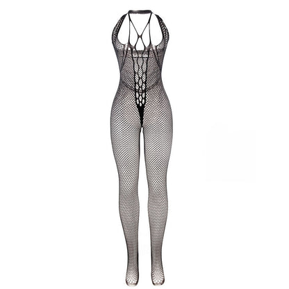 Bodystocking lungo a rete con spalline su petto e schiena nero taglia unica di Subblime, immagine 3